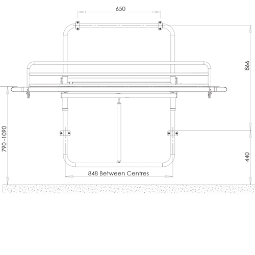 CTM Manual Height Adjustable Changing Table dimensions Advanced