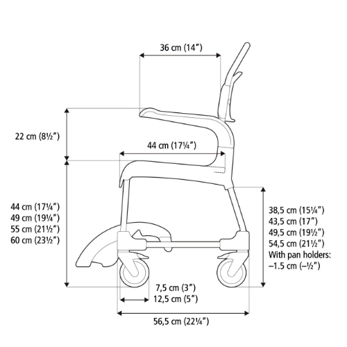 Etac Clean shower commode chair dimensions side Advanced Seating
